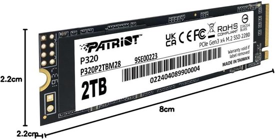 Interne SSD - Opslag Schijf - Sneller Laden - NVMe PCIe Gen3 - 2 TB - Zwart — afbeelding 3