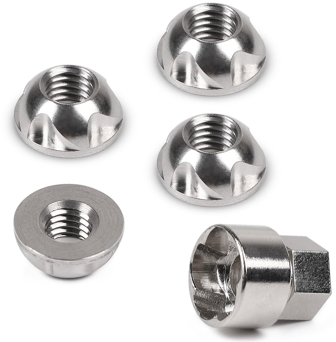 Dailygoods- Diefstalbeveiligingsmoeren 4 x M8 x 1,25 mm - Veiligheidsmoeren - Diefstalbeveiliging - Roestvrij Staal 303 - Inclusief Dopsleutel - Handmatige Maatvoering - Beveiligingsmoeren