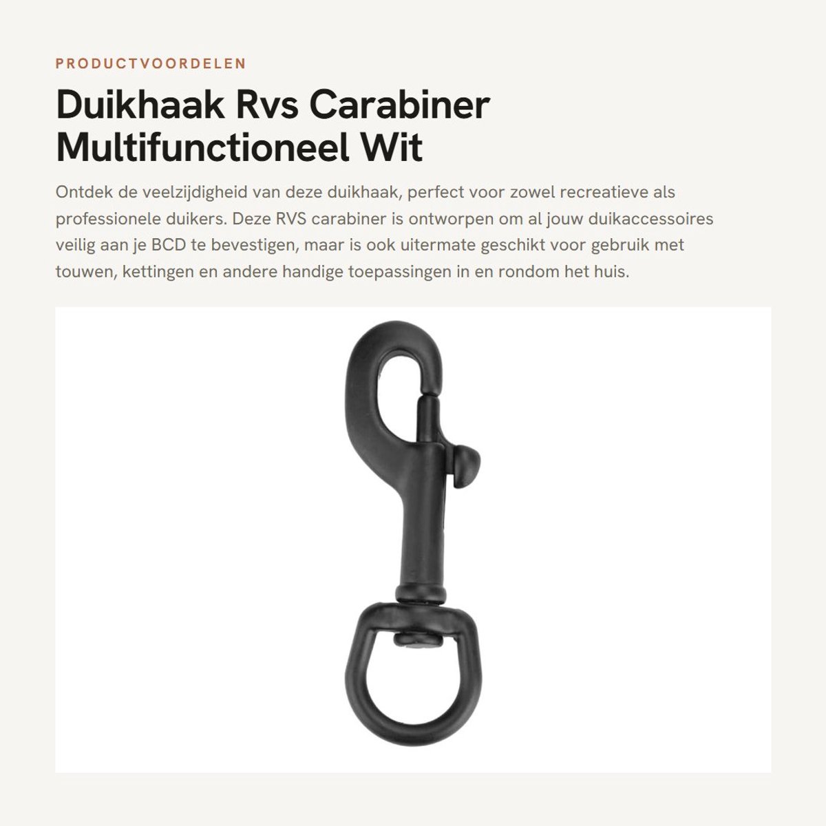 Dailygoods- Duikhaak RVS - Karabijnhaak met Schroefsluiting - Musketonhaak - Multifunctioneel - Onderwatergebruik - Duurzaam Materiaal