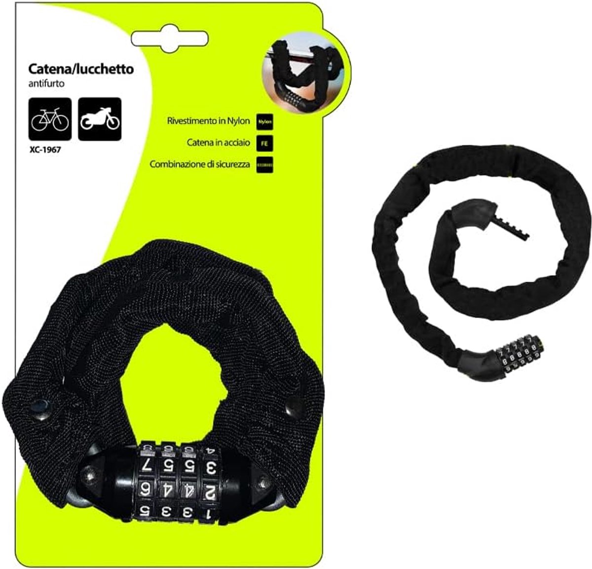 Fietsketting Slot - Dikke Ketting - Diefstal Beveiligen - 5-Cijferig Combinatieslot - 100 cm - Zwart
