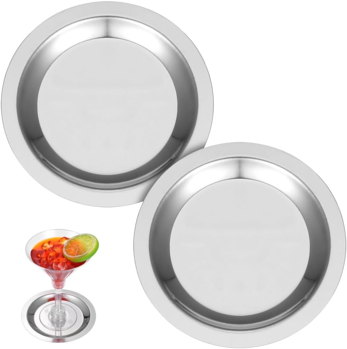 Flessenonderzetters – Set van 2 ronde roestvrijstalen onderzetters – Voor feestjes, bars en thuis, hittebestendig, drankonderzetters, 4,5 inch (11,5 cm)-Stijl 1