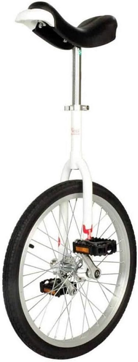 Eenwieler - Single wheel bike - Balans oefenen - Aluminium snelspanner - Eén maat - Wit