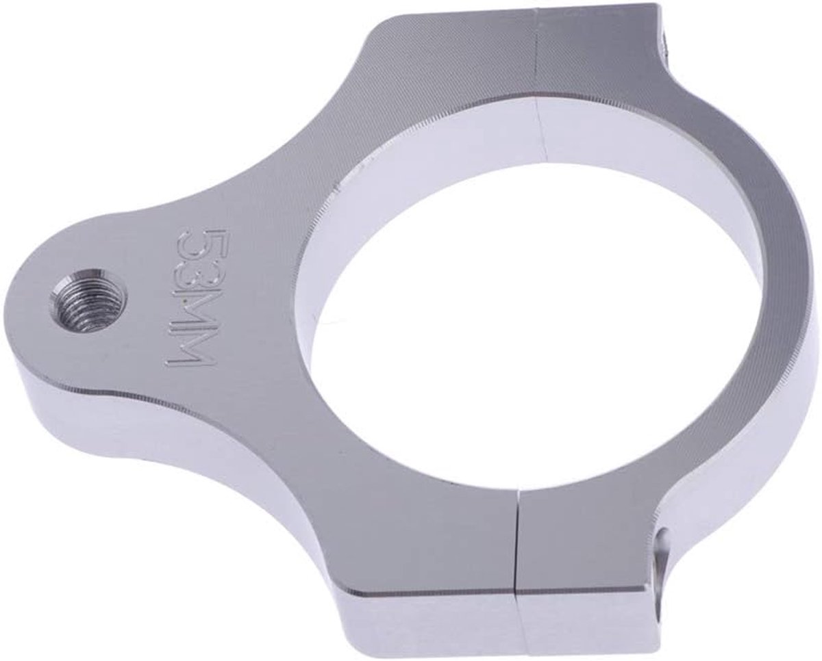 Stuurdempers Klem - Voorvork Bevestiging - Fiets Stabiliteit - CNC Gefreesd Aluminium - 53 mm - Zilver