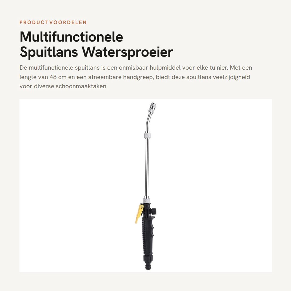 Dailygoods- Spuitlans Multifunctioneel - Watersproeier 48cm - Afneembare Handgreep - Universele Sproeikop - Hoge Druk - Tuinsproeier