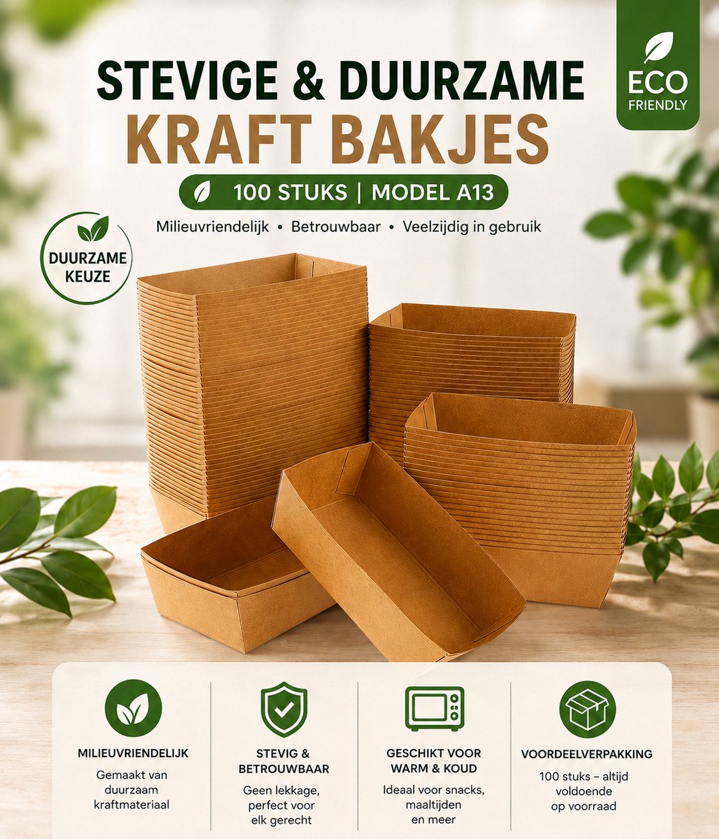 Snackbak A13 - 100st. - bruin - kraft - 130x78x43mm - IMES PACK