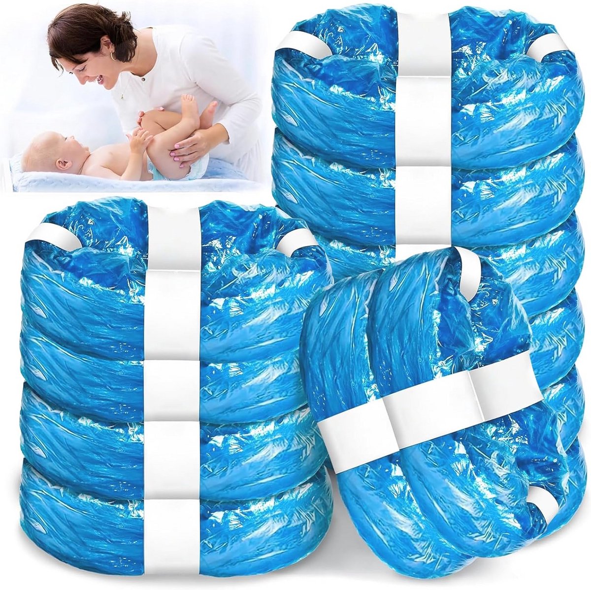 Navulverpakking Luieremmer - Luierzakken Geurloos - Hygiënisch Afval Beheren - 7-laags Geurblokkering - 12 Stuks 450cm - Blauw