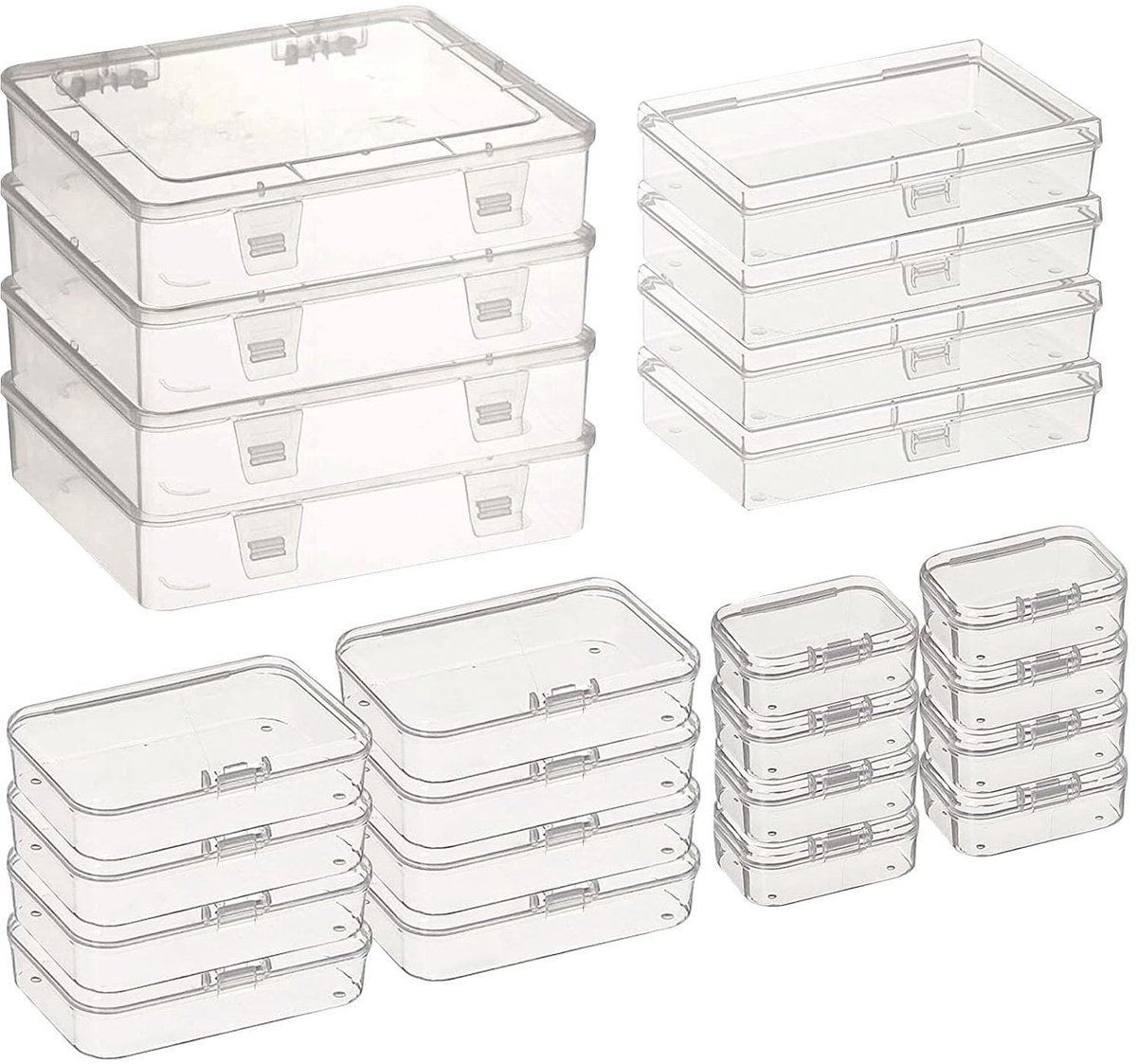 Dailygoods - Rechthoekige kunststof opbergdozen - Transparant - Mini opbergdozen - Kunstbenodigdheden - Perfect voor knutselprojecten en kleine voorwe...