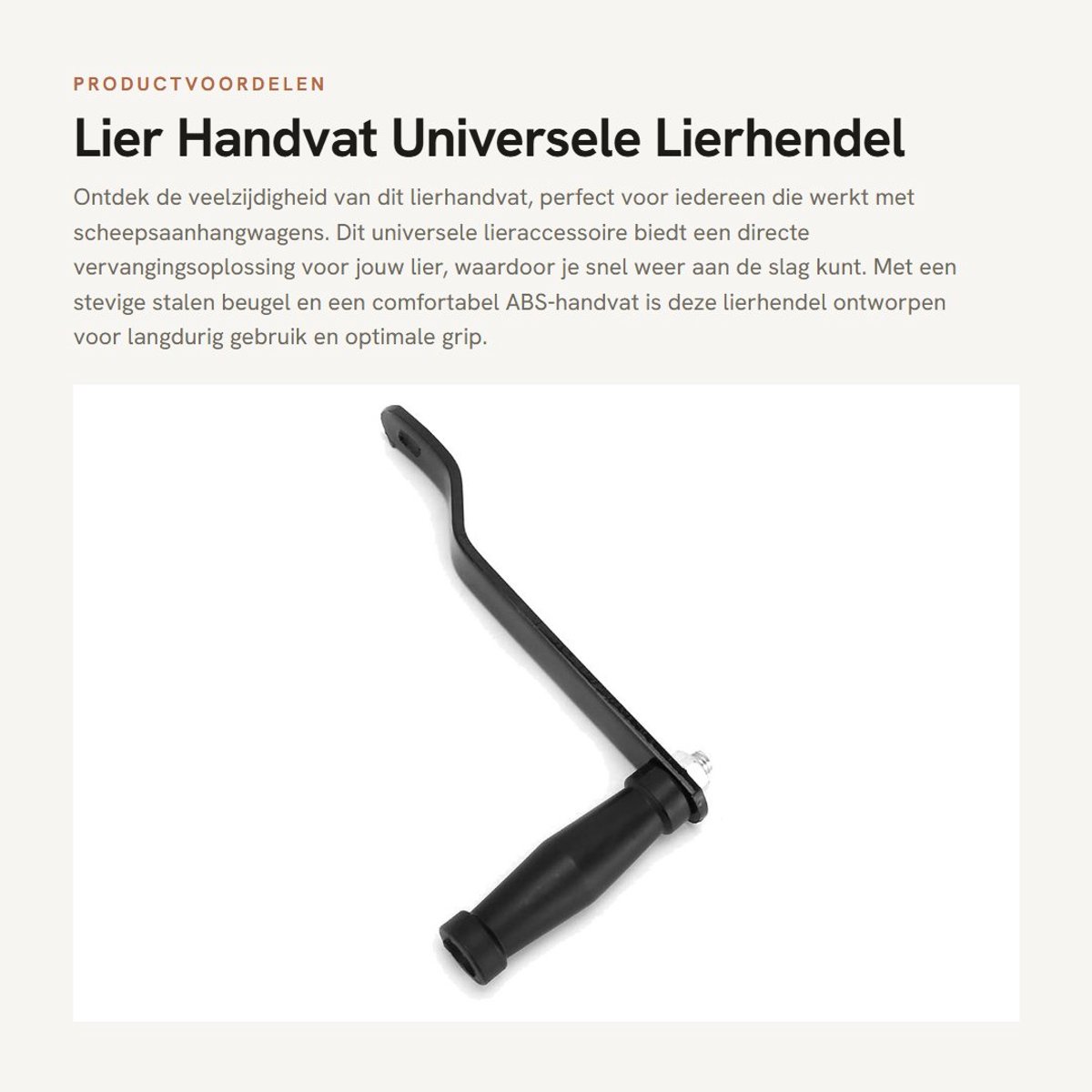 Dailygoods- Lierhandvat Universele Vervangingshendel - Stalen Beugel - ABS-handvat - Slijtvast - Geschikt voor Scheepsaanhangwagens - Duurzaam - Liergreep