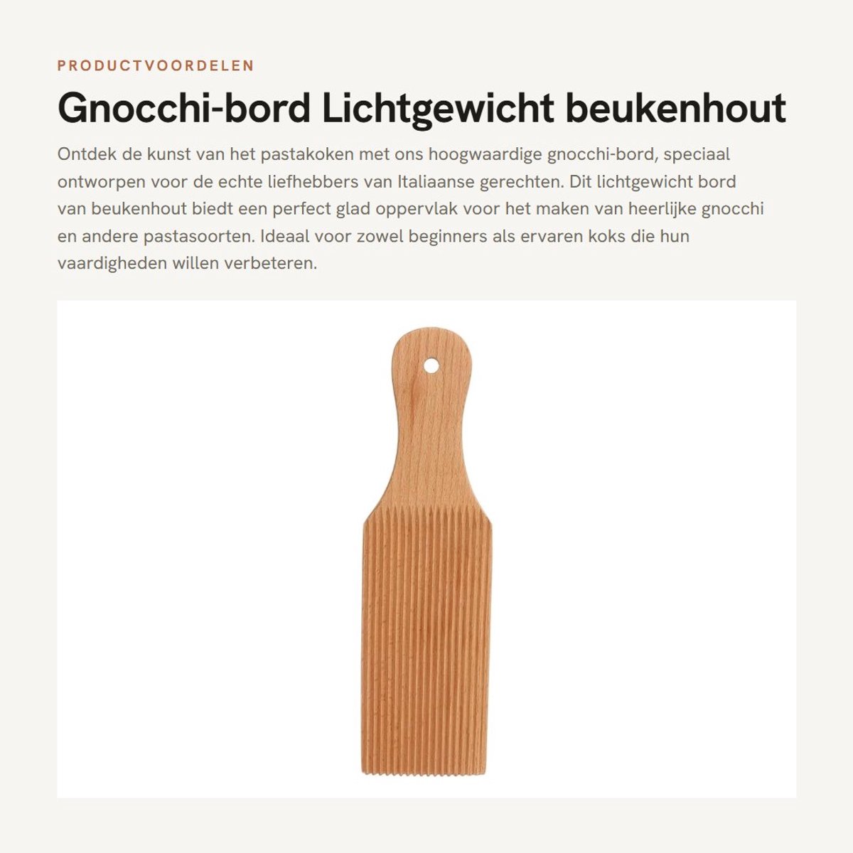 Dailygoods- Gnocchi-bord Lichtgewicht - Pastaborden - Beukenhout - Duurzaam - Gezond - Gemakkelijk deeg maken - Pastabord