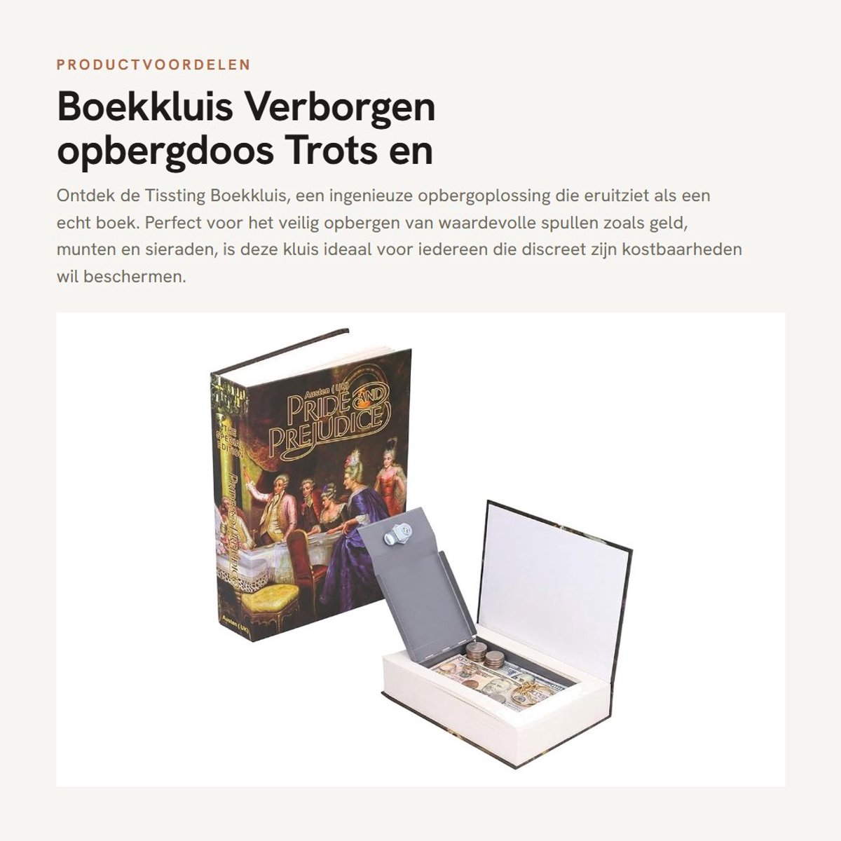 Dailygoods- Boekkluis met Cijferslot - Boek Kluis - Opbergdoos - Verstevigd - 22,1 x 15,2 x 4,6 cm - Voor Geld/Sieraden - Verstopkluis