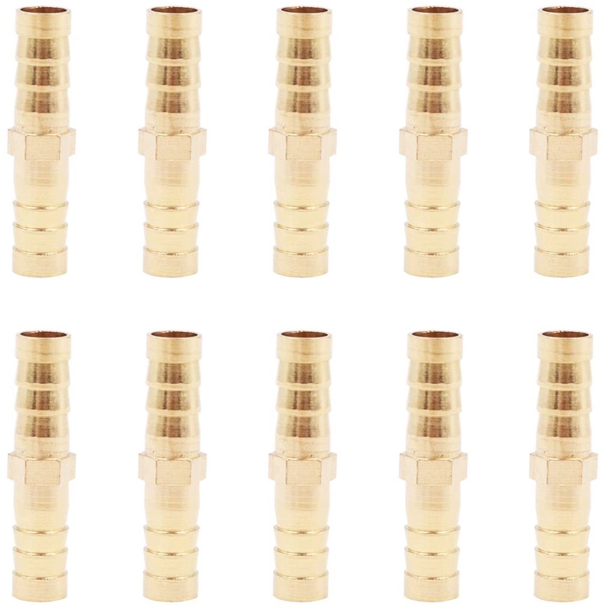 Dailygoods- Slangfittingen 10 Stuks - Messing Aansluitingen - 8mm Pijpdiameter - Corrosiebestendig - Voor Lucht/Water/Olie/Gas - Hoogwaardige Kwaliteit - Slangkoppelingen