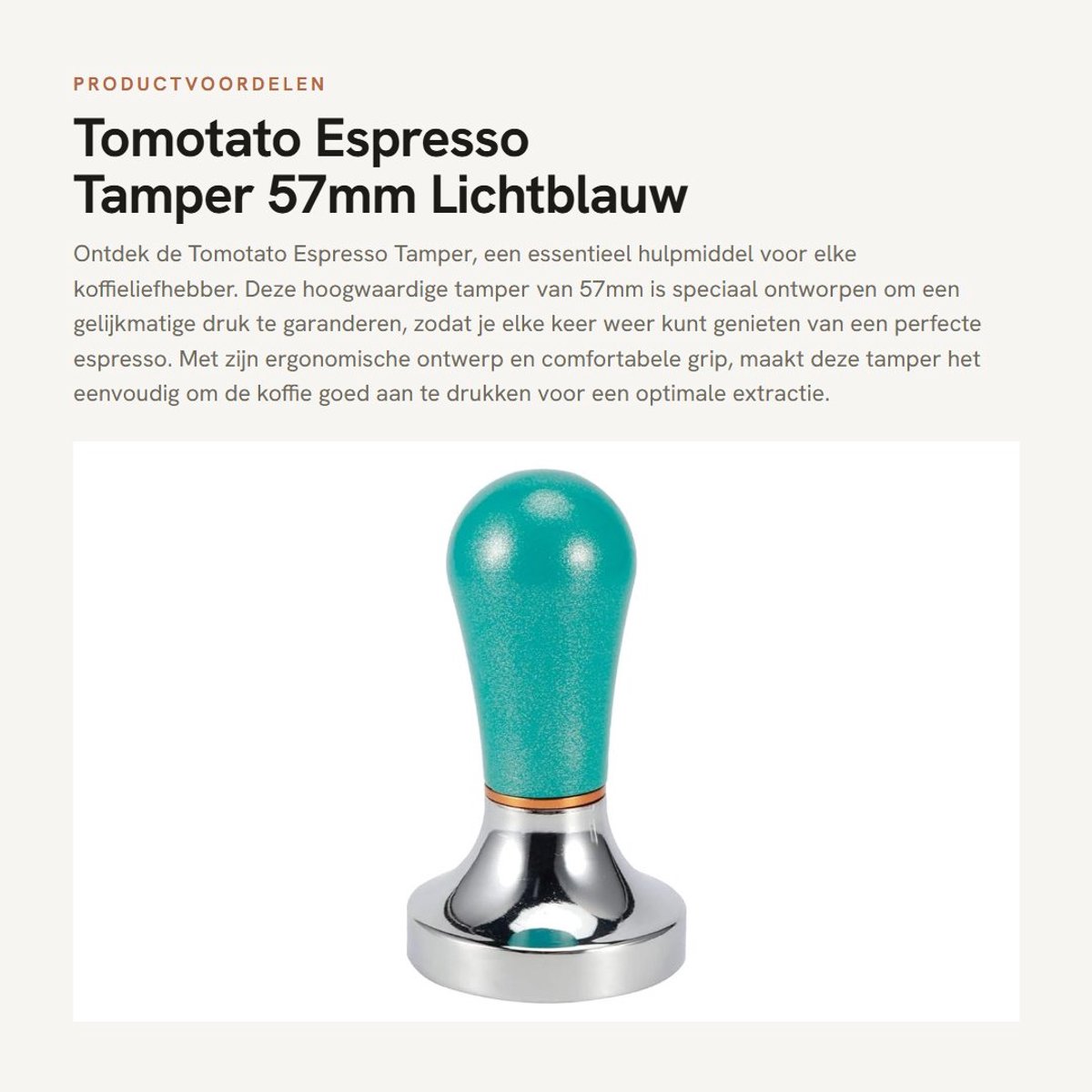 Dailygoods- Espresso Tamper 57 mm - Aluminium Koffie Tamper - Hand Tamper - Koffie Accessoire - Professionele Drukverdeling - Lichtgewicht 278g - Koffietamper