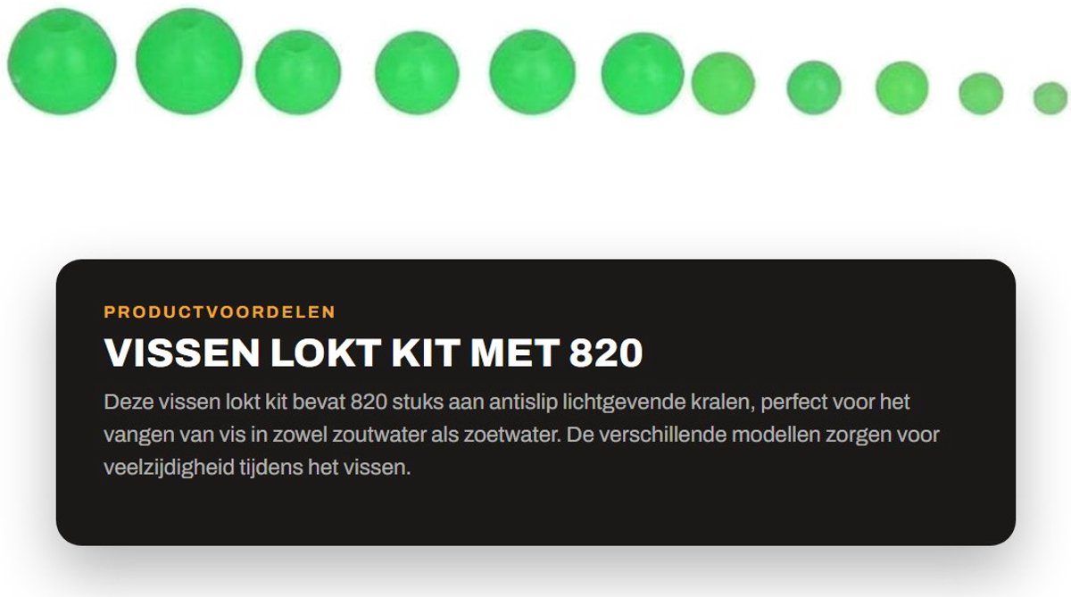 Dailygoods- Vissenlokt Kit 820 Stuks - Multi Modellen - Antislip - Lichtgevende Vissen Kralen - Kunststof - Afmetingen 17x10x2cm - Vissenkralen