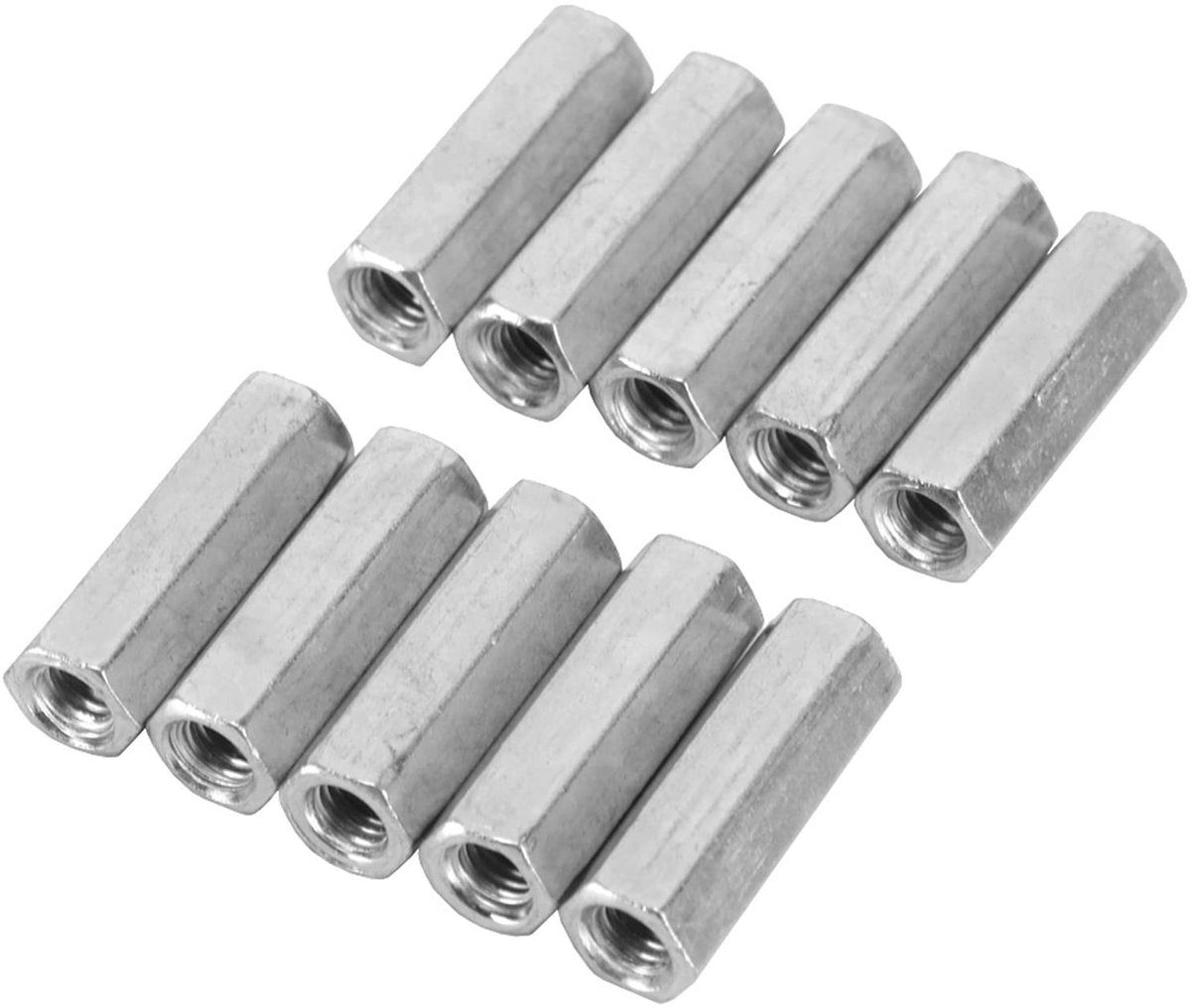 Dailygoods- Koppelingsmoer M6 - Zeskantmoer - Verzinkt Koolstofstaal - 10st - Corrosieweerstand - Voor Bevestigingen - Moeren