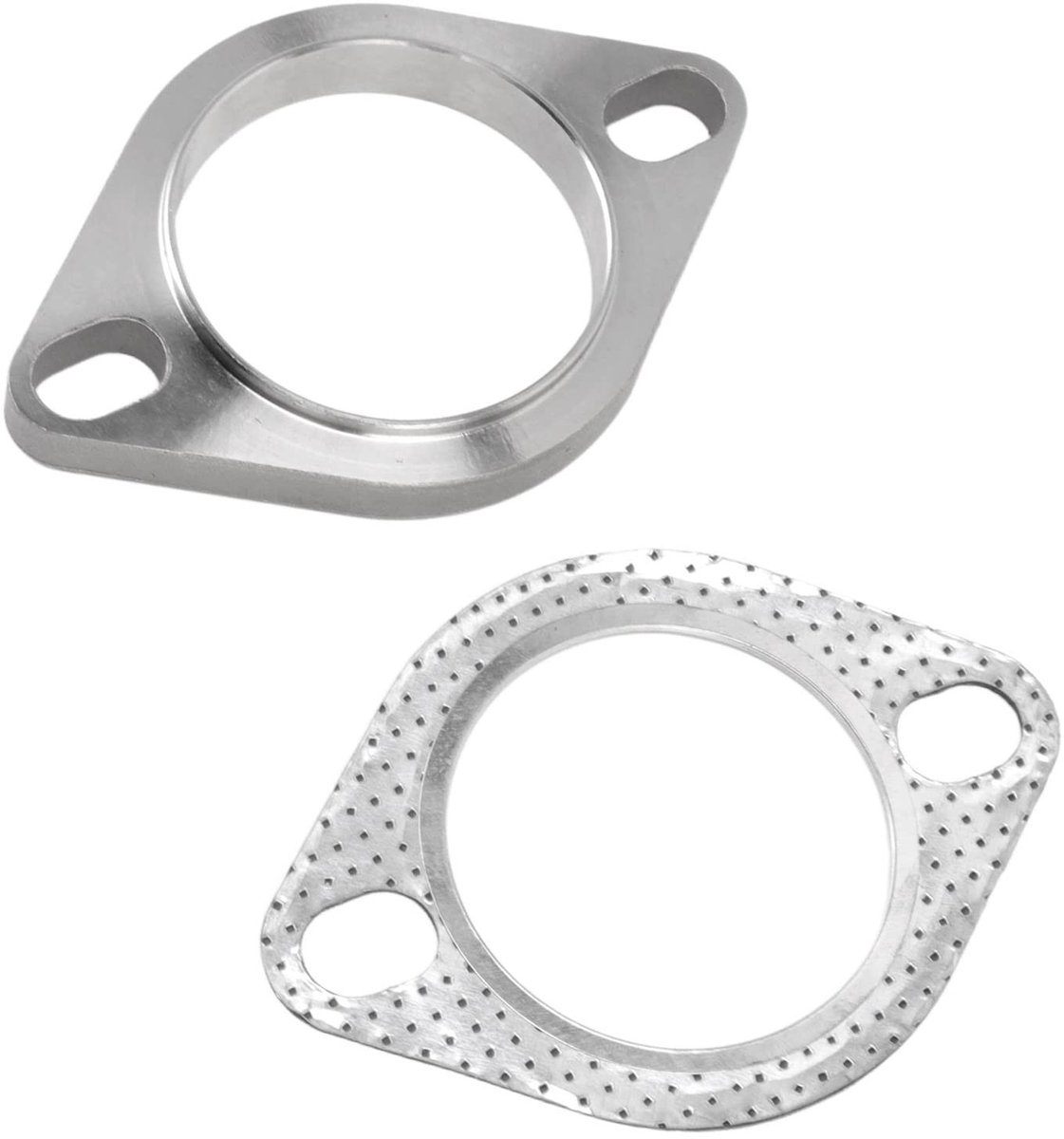 Dailygoods- Uitlaatflens Universeel - 2 Stuks - Roestvrij Staal - Afdichtset - Hoge Temperatuurbestendigheid - Verbeterd Rijcomfort - Uitlaatverbinding