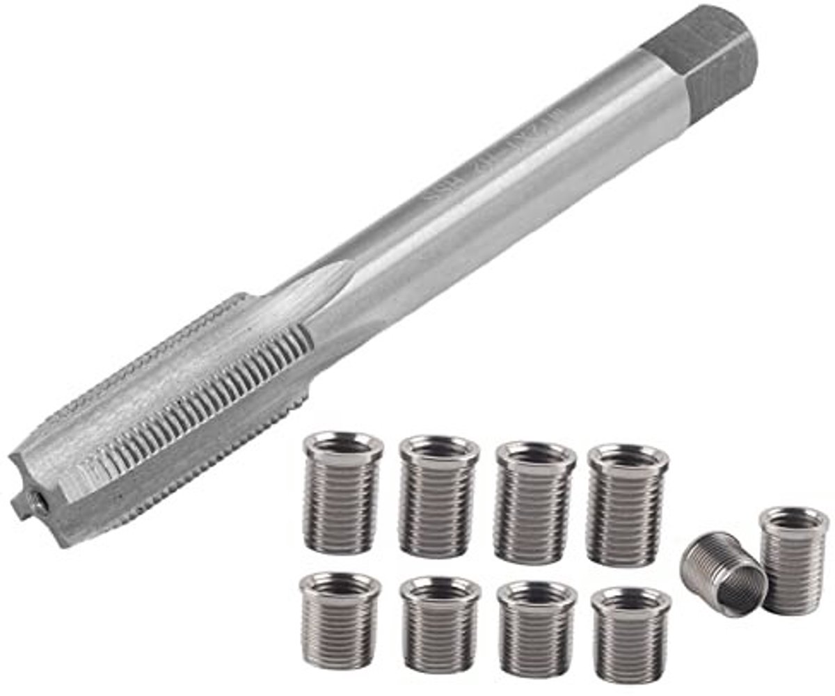 Dailygoods- Bougieschroefdraadreparatieset M10 x 1.00 - Bougieschroefdraadreparatiegereedschap - M12 x 1.0 Kraan - Auto-accessoires - 10 stuks - Inclusief bout - Schroefdraadreparatie