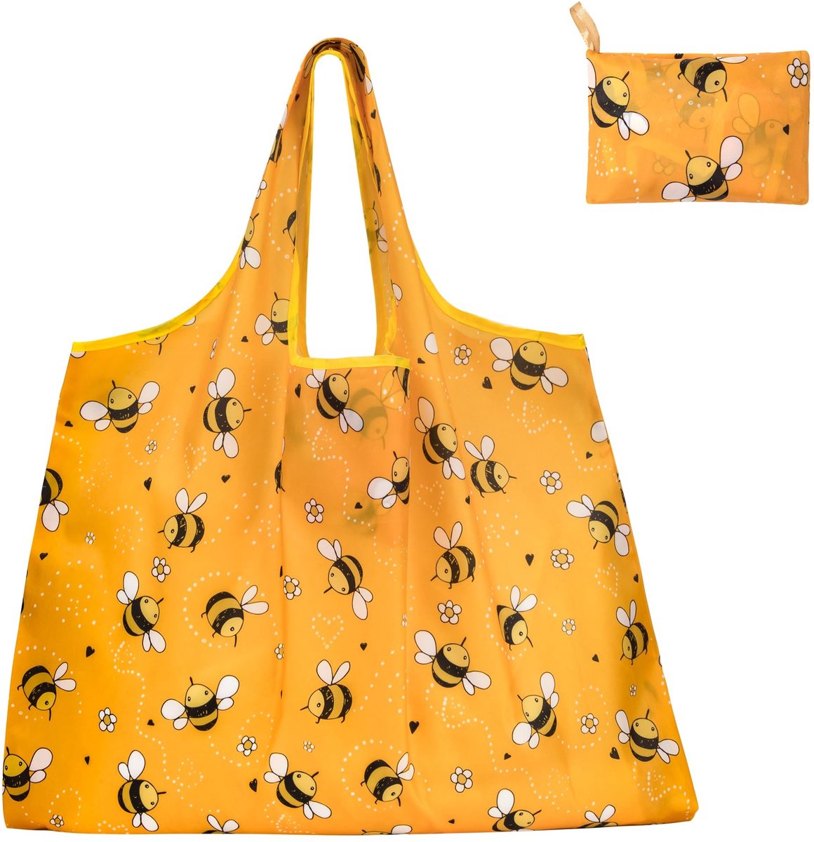 Dailygoods- Boodschappentas opvouwbaar 50 x 66 cm - Herbruikbare tas - Honingbijenpatroon - Draagtas voor winkelen - Tot 20 kg - Klein binnenvak