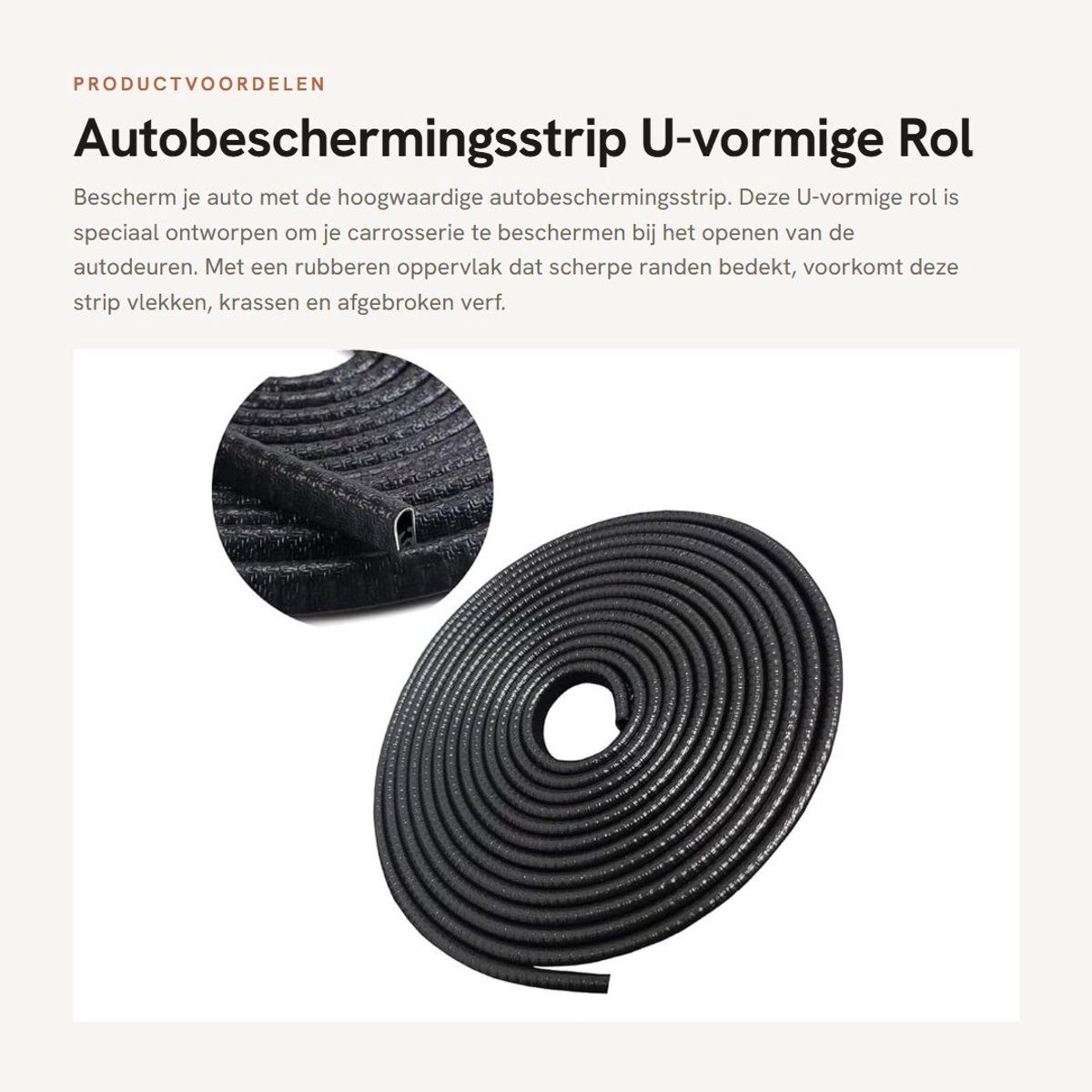 Dailygoods- Autobeschermingsstrip U-vormig - Rubber Deurstrip - Bescherming tegen Krassen - Eenvoudig te Installeren - 5 Meter Lang - Schokbestendig - Deurrubber