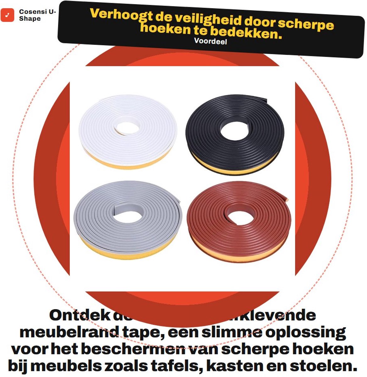Dailygoods- Meubelrandband 5m - Flexibele TPE Hoekbeschermer - Meubelbescherming Katten - Zelfklevend - Hoge Kwaliteit - Geurloos