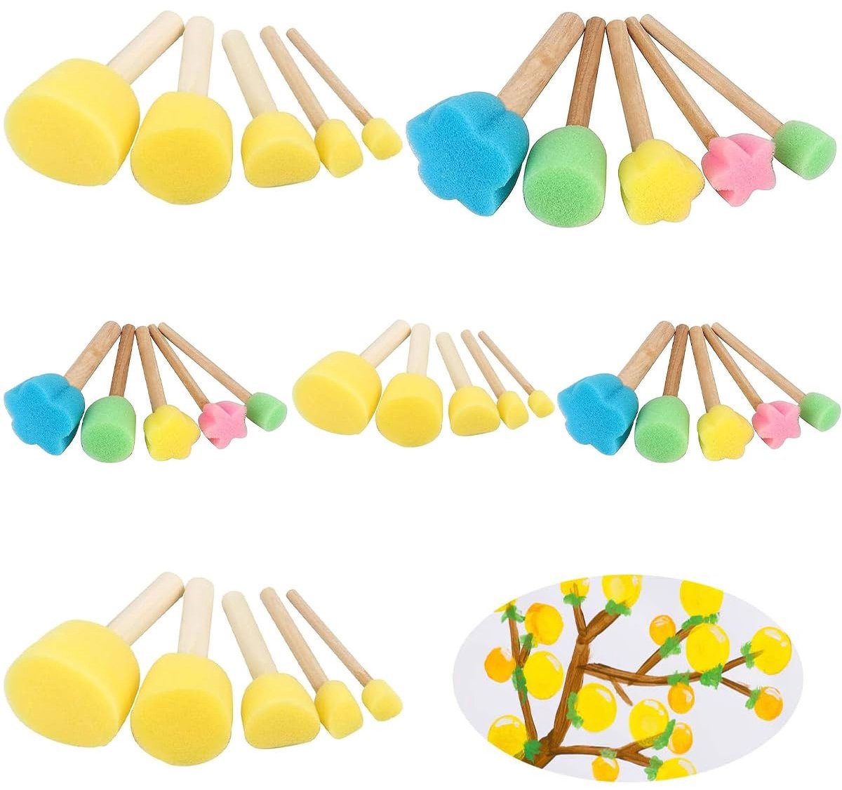 Dailygoods- Sponskwasten 27 Stuks - Schuimpenselen - Schilderkwast voor Schilderen - Handwerk - Keramiek - Doe-het-zelf - Schilderpenselen