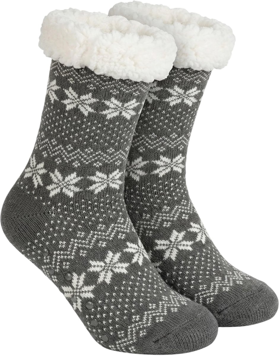 Dailygoods- Huttensokken warme wintersokken - Damespantoffels - ABS-zool - Fleecevoering - Eenheidsmaat 36-42 - Comfortabel en stijlvol - Pantoffels