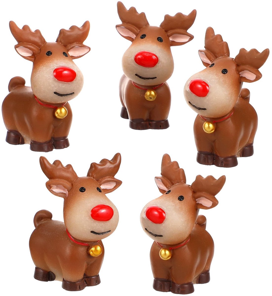 Dailygoods- Miniatuur Ornamenten 5 Stuks - Elanden Standbeeld - Kerstmis Decoratie - Micro-landschap Versiering - Hars Beeldjes - Creatieve Desktop Decoratie - Kerstdecoratie