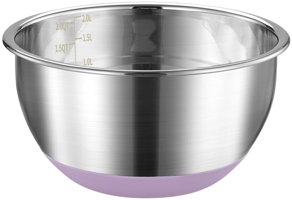 Dailygoods- Mengkom 22 cm - Roestvrij Staal - Antislip Siliconen Bodem - Vaatwasmachinebestendig - Lichtgewicht - Geschikt voor Mixen/Serveren - Keukenkom