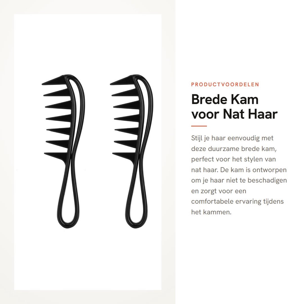 Dailygoods- Haaienkam Duurzaam - Brede Tanden - Massage-effect - Geschikt voor Alle Haartypes - Sterk en Schokbestendig - Gladde Tanden - Kam