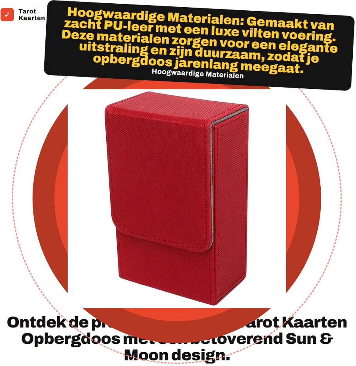 Dailygoods- Tarotdoos met Zon/Maan Design - PU Leer - Geschikt voor 95+ Kaarten - Elegant en Comfortabel - Ideaal voor Poker Spellen - Kaartendoos