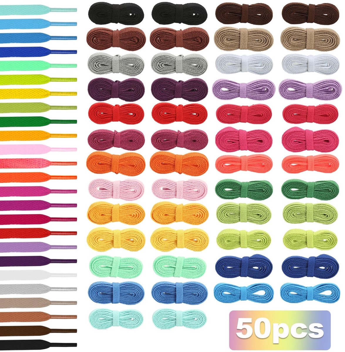 Dailygoods- Veters 120 cm - Elastische Veters - Veters Wandelschoenen - Veters Sneakers - Veters voor Sportschoenen - Multipack Veters - Schoenveters