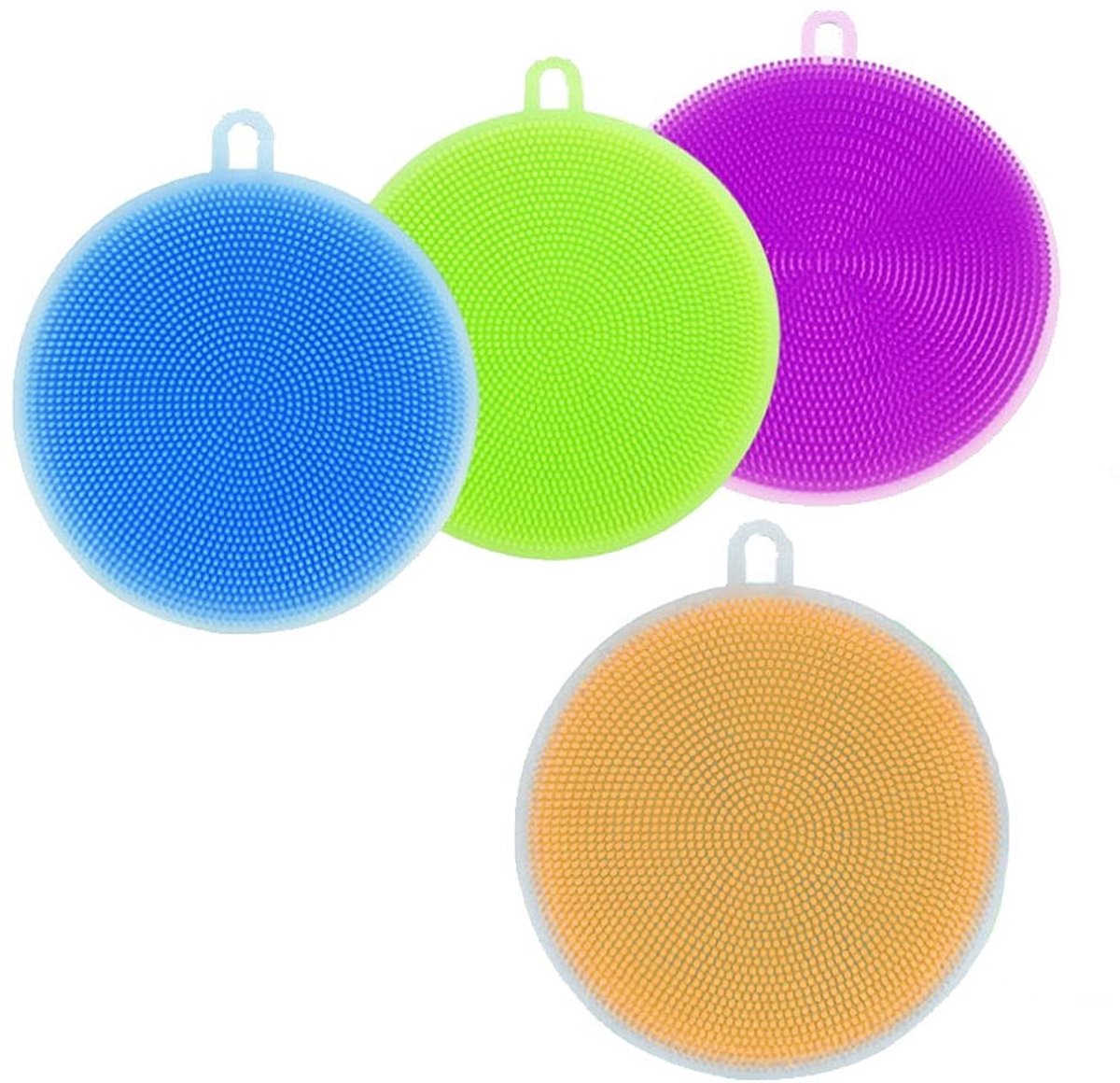 Dailygoods- Afwasborstel - Siliconen Scrubber - 4 Stuks - Multifunctioneel - Voor Wassen van Groenten en Borden - Geschikt voor Gezicht en Lichaam - Scrubborstel