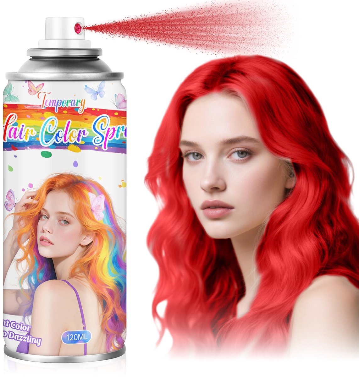 Dailygoods- Haarverfspray Wasbaar - Tijdelijke Haarkleuring - Niet-klevende Haarwax - Voor Kinderen/Vrouwen - Feestjes/Halloween - 120 ml Rood - Haarkleur