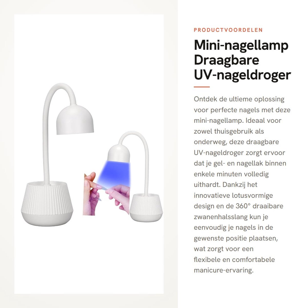 Dailygoods- Nageldroger 24 W - Draagbaar - UV/Nagellamp - Sneldrogend - 360° Draaibaar - Lotusvormig Design