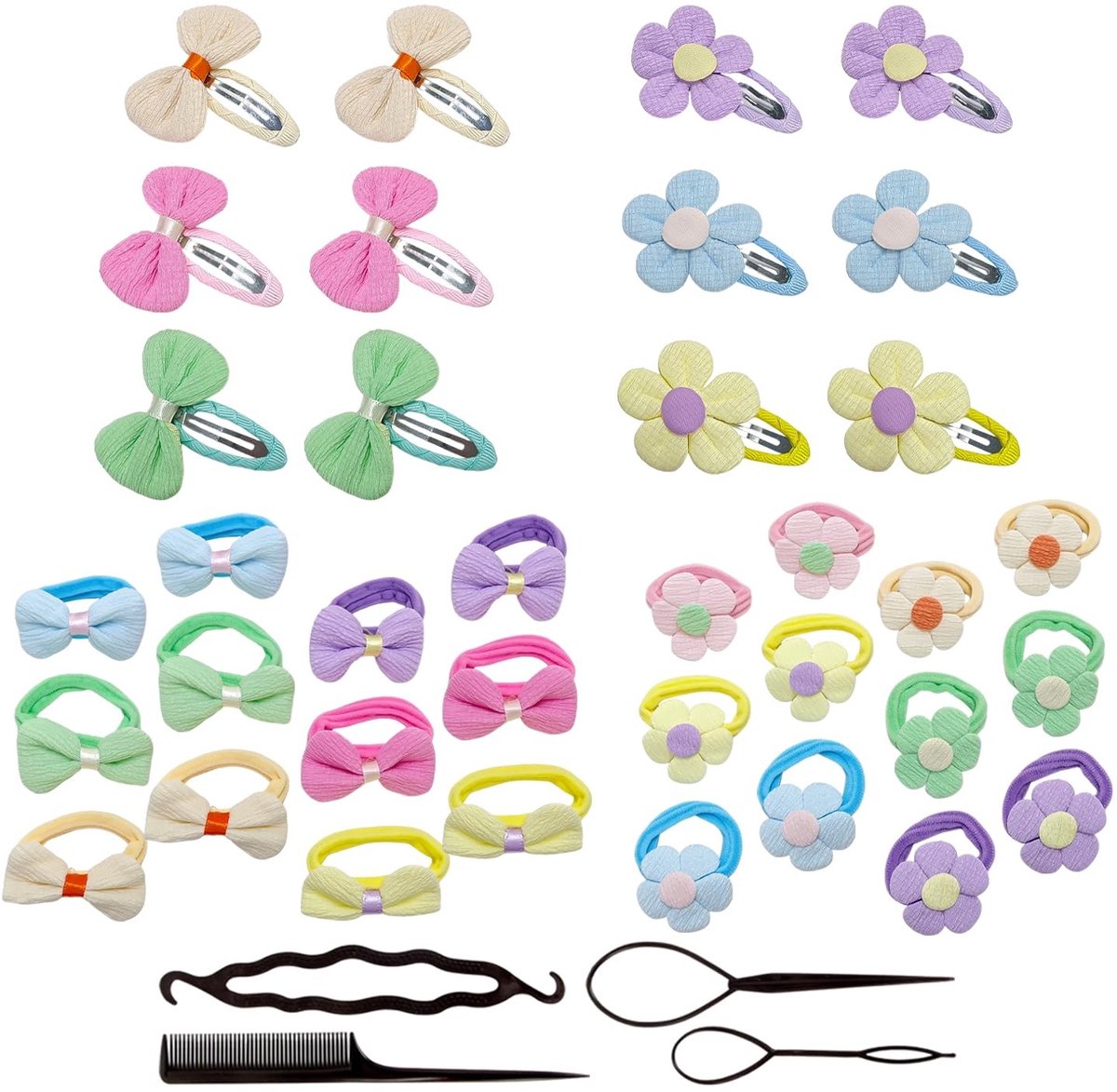Dailygoods- Haaraccessoires 36 Stuks - Haarspelden - Haartouwen - Haarkammen - Vlechtwerktuigen - Geschikt Voor Speciale Gelegenheden - Haarsieraden