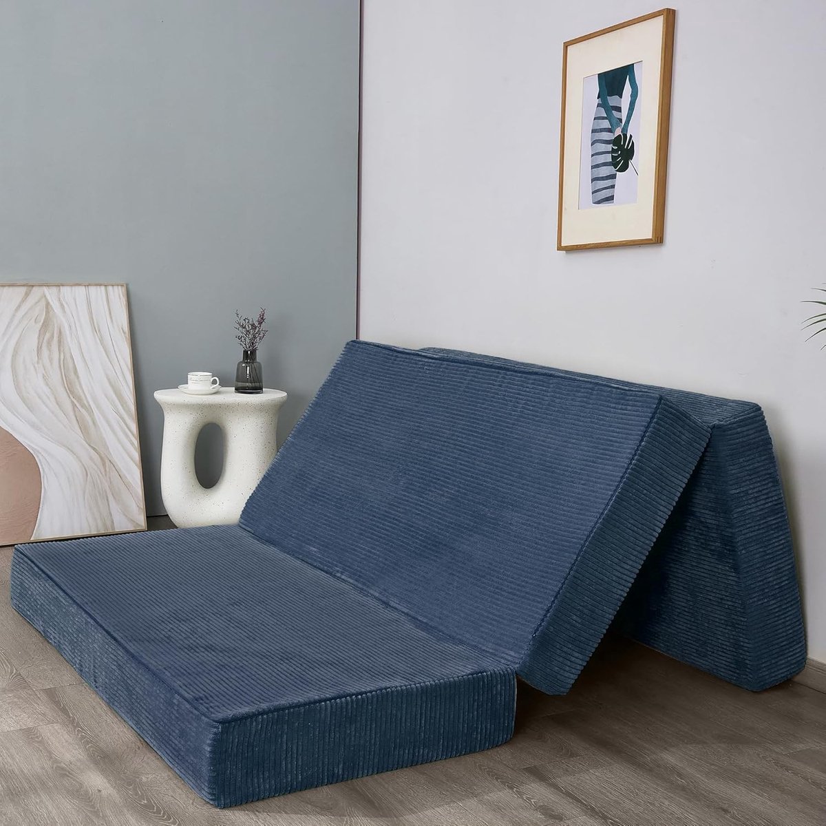 Opvouwbare Matras - Gastenmatras Vloermatras - Comfortabel Slapen - CertiPUR-US Gecertificeerd Schuim - 15 cm Dik - Blauwgrijs