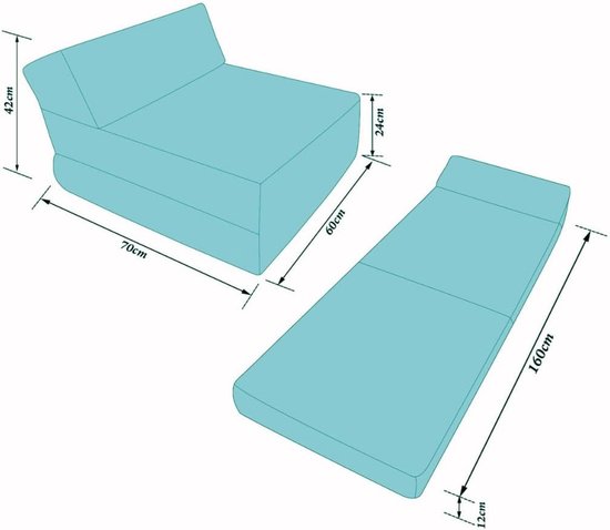 Opvouwbaar Matras - Vouwmatras Fauteuil - Logeren Zitten - 2-in-1 Functie - 160x60x12 cm - Grijs — afbeelding 5