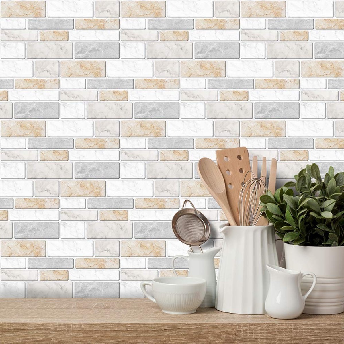 Dailygoods- Tegelstickers 20x10 cm - Zelfklevend - Waterdicht - Decoratie voor Keuken/Badkamer - Set van 9 - Eenvoudig aan te brengen - Muursticker