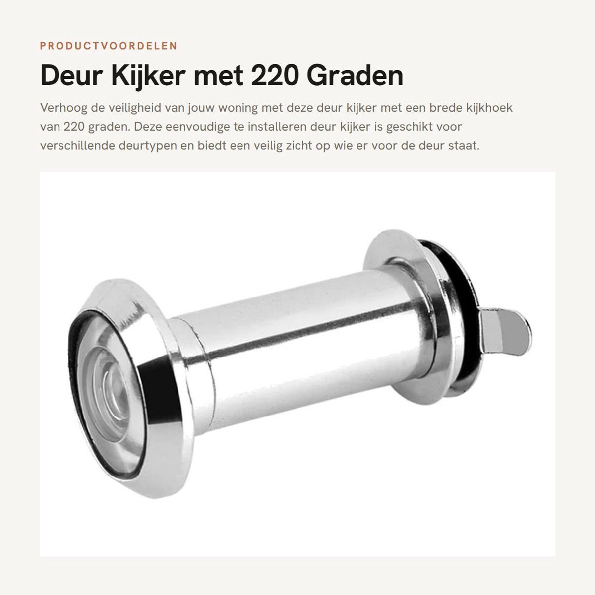 Dailygoods- Deur Kijker 220 Graden - Brede Kijkhoek - Zilver Zinklegering - Privacyafdekking - Geschikt voor Houten/Glasvezel/Metalen Deuren - Eenvoudig te Installeren - Deurkijker