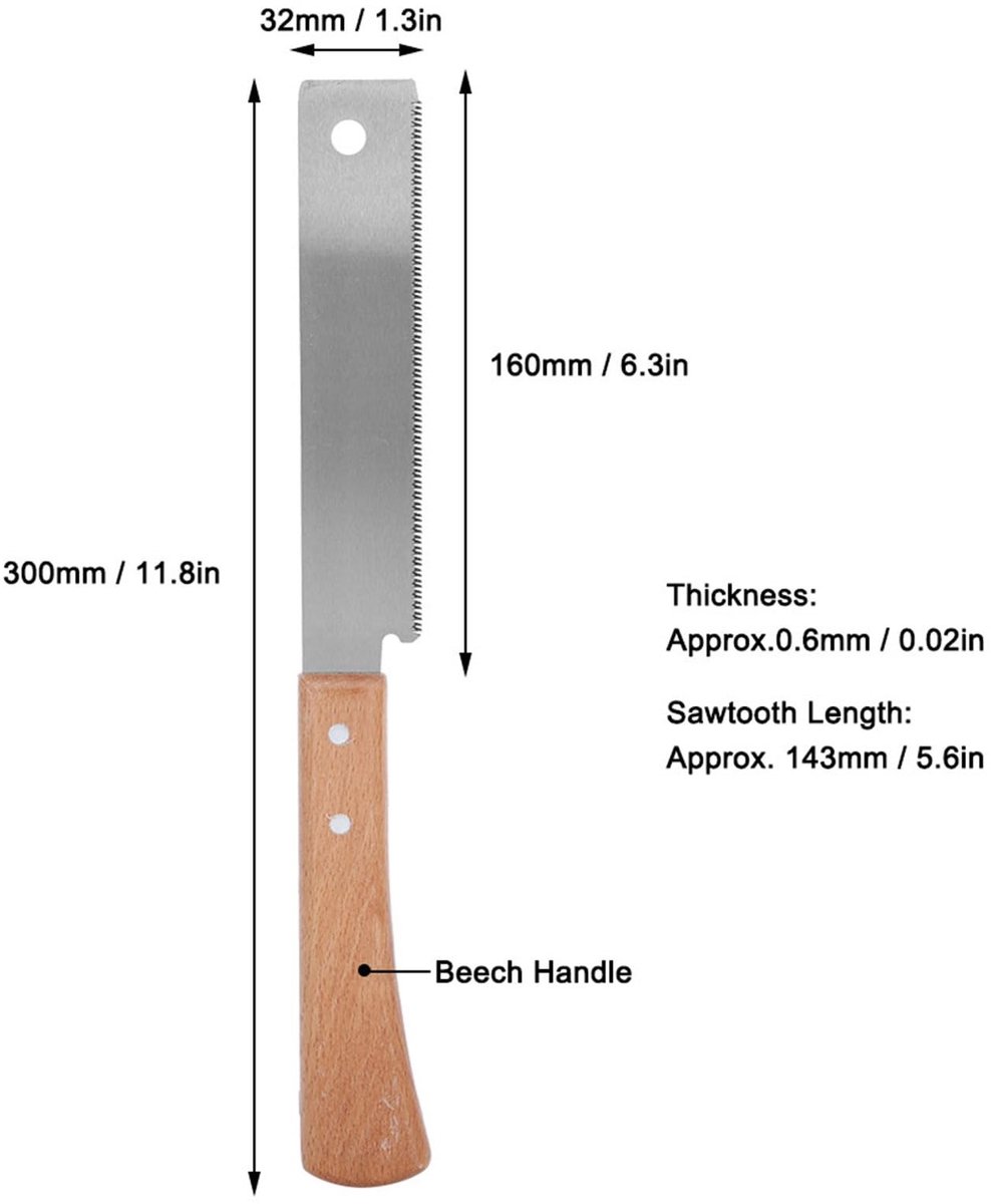 Dailygoods- Draadzaag - Handzaag voor Hout - Beukenhout Handvat - 17 Zaagtanden - Ergonomisch Ontwerp - Precisie Gereedschap