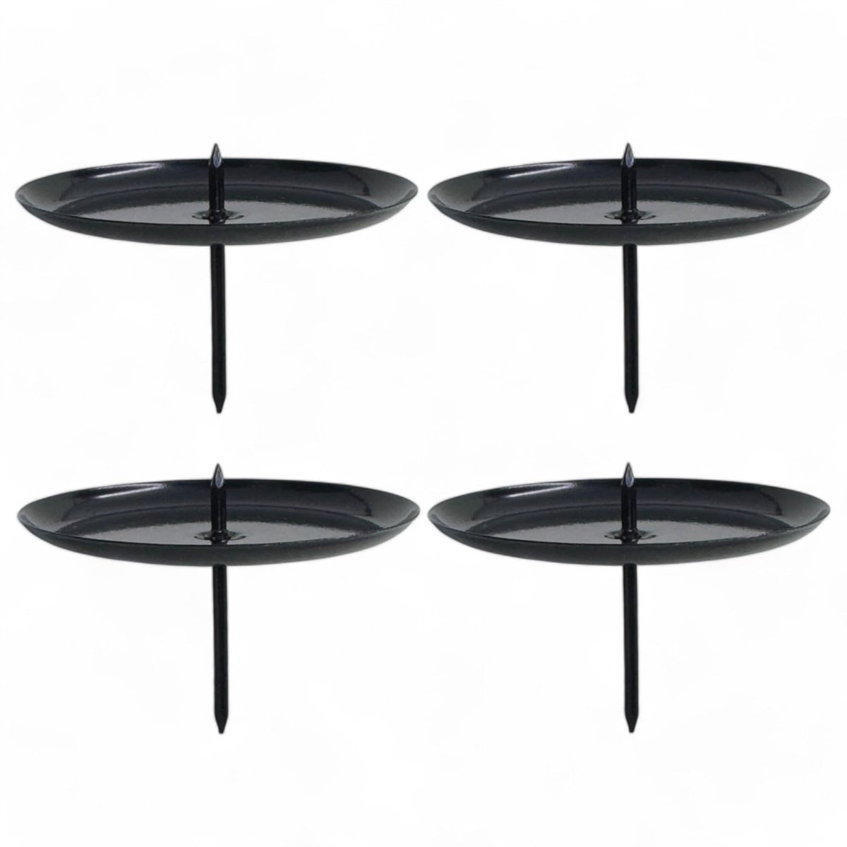 Dailygoods- Kandelaars 4-delige set - Kaarsenhouder voor advent - Kaarsensteeker met doorn - Kaarsenbord - Zwart - Ø 60 mm