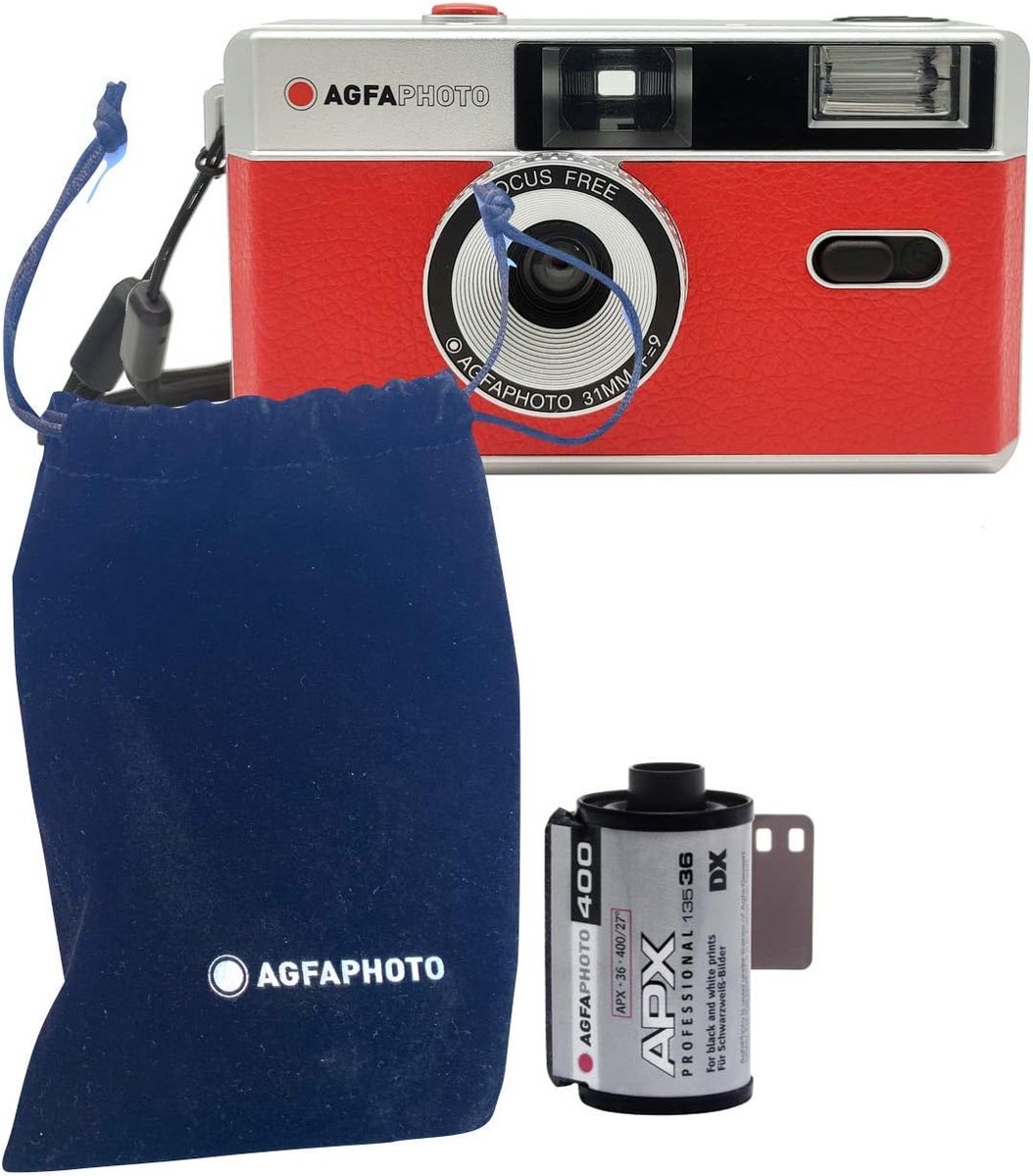 Analoge Fotocamera - Kleine Beeld - Foto's Maken - Herbruikbaar - 35 mm - Rood Zwart