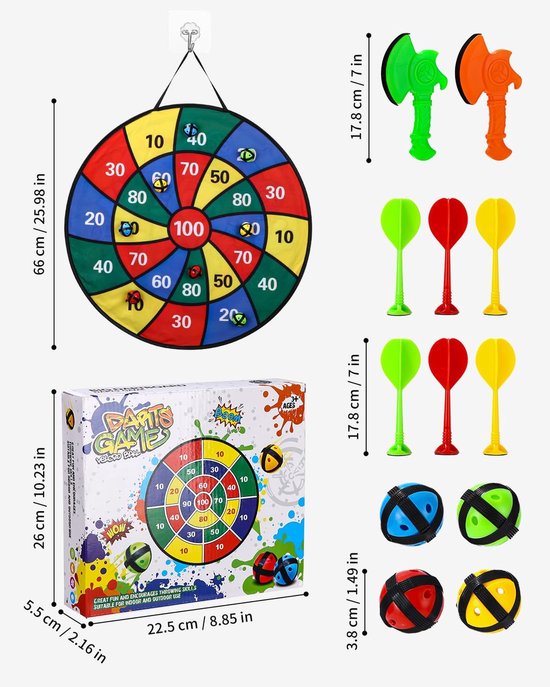Kinder Dartbord - Vouwbaar Speelbord - Binnen Buiten Spelen - Dubbelzijdig Clownmotief - 66 cm - Oranje van Kinder — afbeelding 4