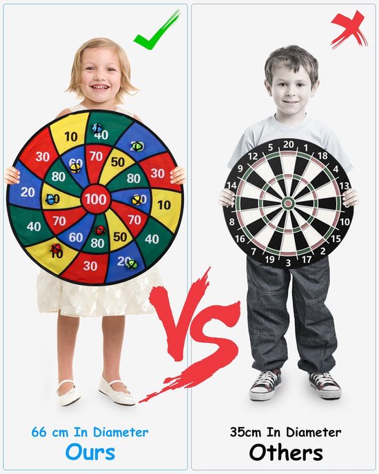Kinder Dartbord - Vouwbaar Speelbord - Binnen Buiten Spelen - Dubbelzijdig Clownmotief - 66 cm - Oranje van Kinder — afbeelding 5