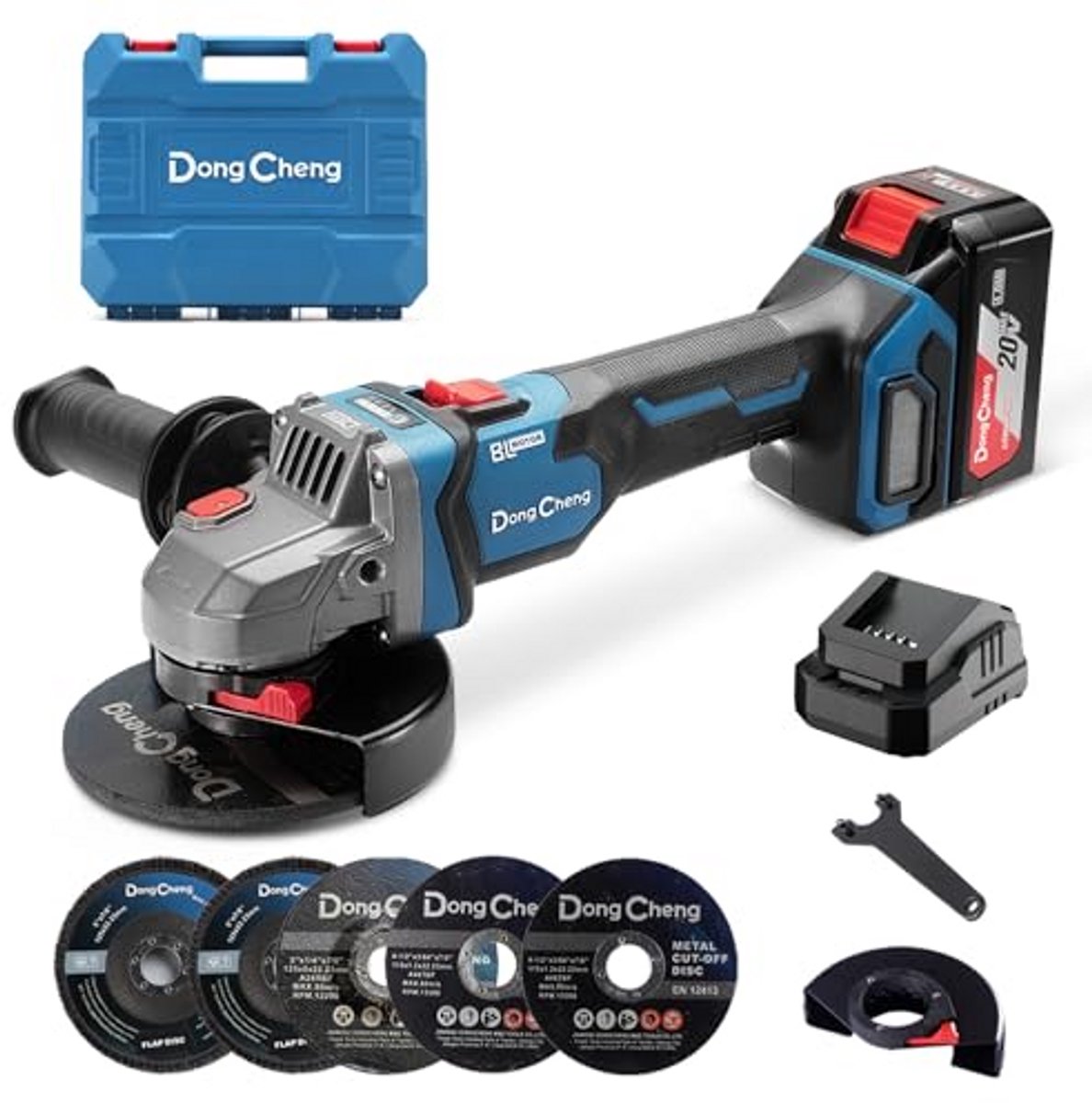 Accu Haakse Slijper - Draagbare Slijper - Metaal Bewerken - 1000 Watt Vermogen - 125 mm Schijf - Blauw
