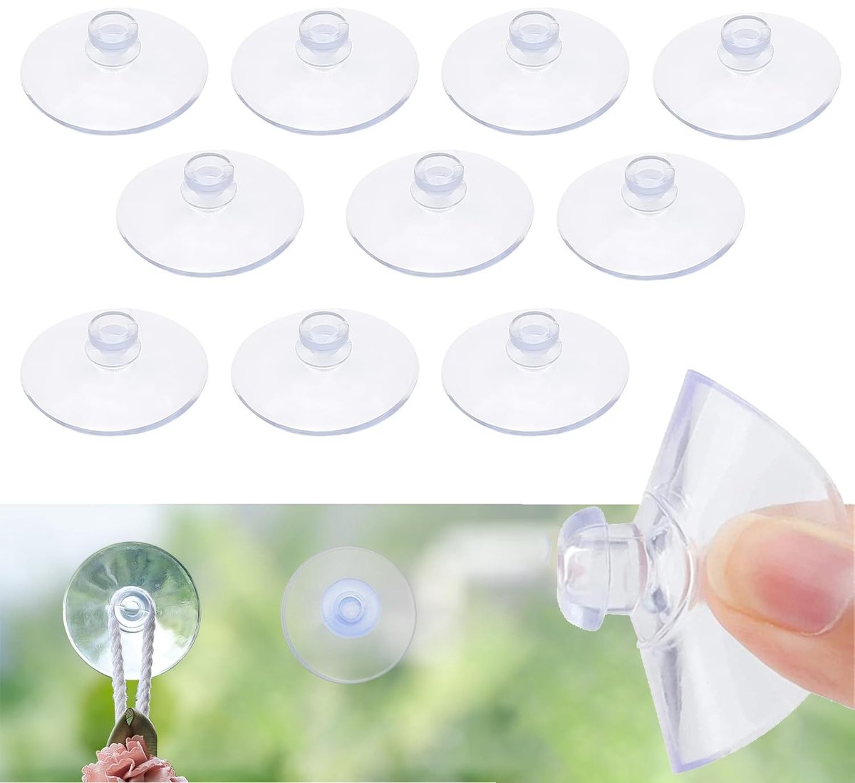 Dailygoods- Zuignappen 10 stuks - Transparant PVC - 20 mm - Voor gladde oppervlakken - Zonder haken - Sterke hechting - Zuignapjes