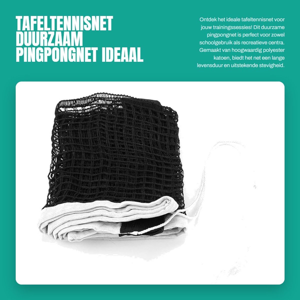 Dailygoods- Tafeltennisnet Duurzaam - Vervangingsnet - Training - Oefenaccessoire - Hoogwaardig Polyester Katoen - Stevig en Langdurig - Pingpongnet
