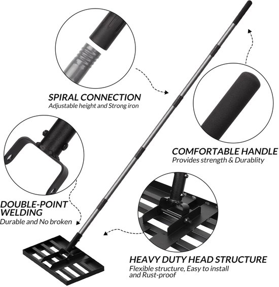 Dailygoods - Dailygoody - Levelawn-gereedschap - gazonniveller - heavy-duty - 6,5 ft - roestvrijstalen handgreep - gemakkelijk in gebruik - geschikt voor tuin en g... van Dailygoods — afbeelding 3