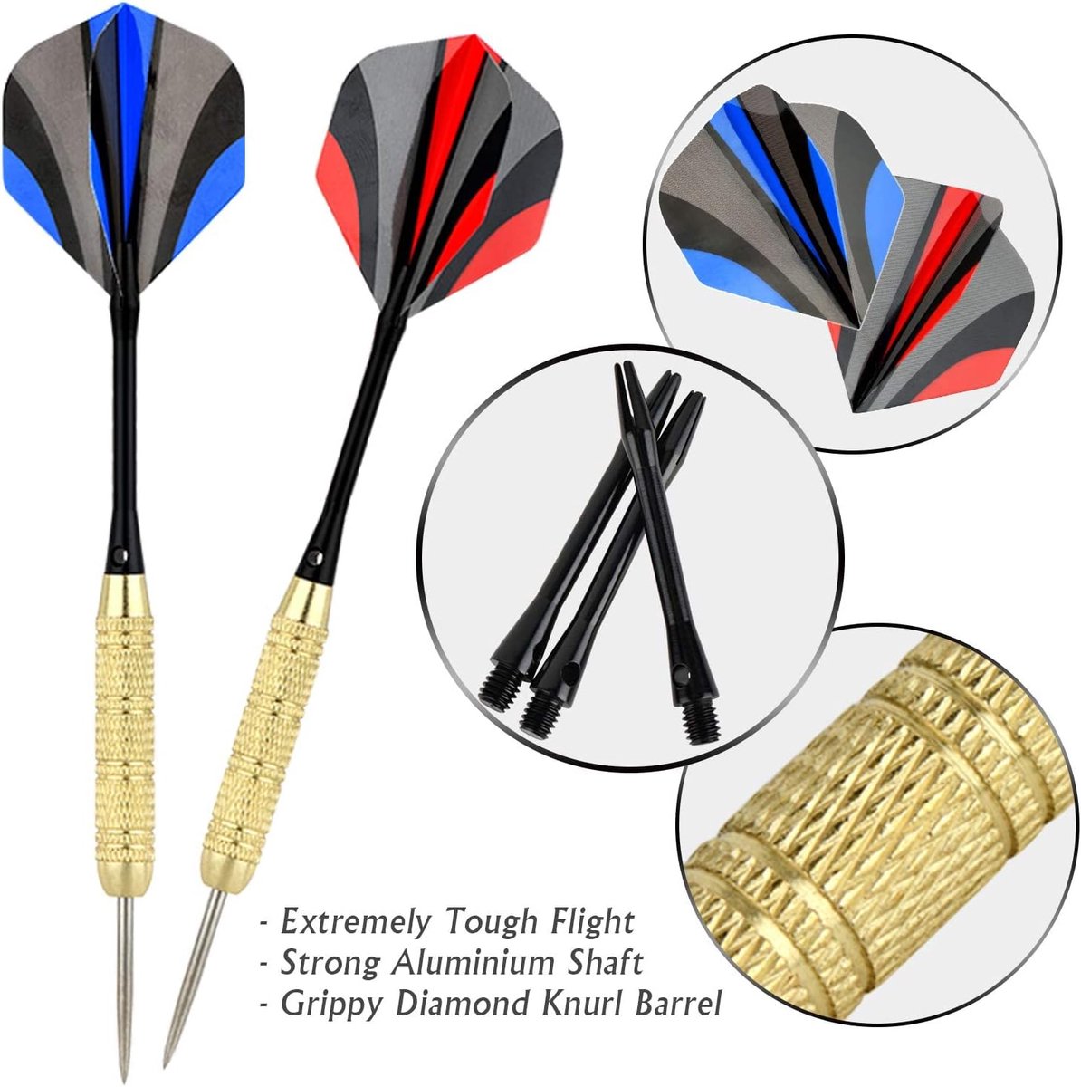 Dartbord Set - Stalen Pijlen - Precisie Gooien - Nietvrije Bullseye - 17 Inch - Zwart