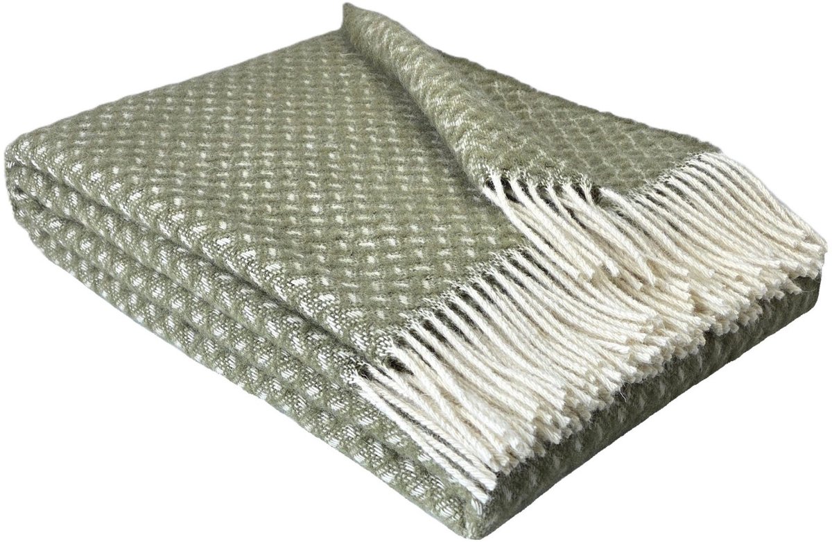 WOOOL Plaid - NORD (Olijfgroen) - 140x200cm - 100% Wol - 350gm/2