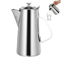 Schenkkan - rvs waterkan - metalen drinkkan - melkkan - keukenkan - zilver - 1.5L - Roestvrijstalen Schenkkan met Deksel - Glanzende Metalen Schenkkan met Handva - Duurzame RVS Schenkkan